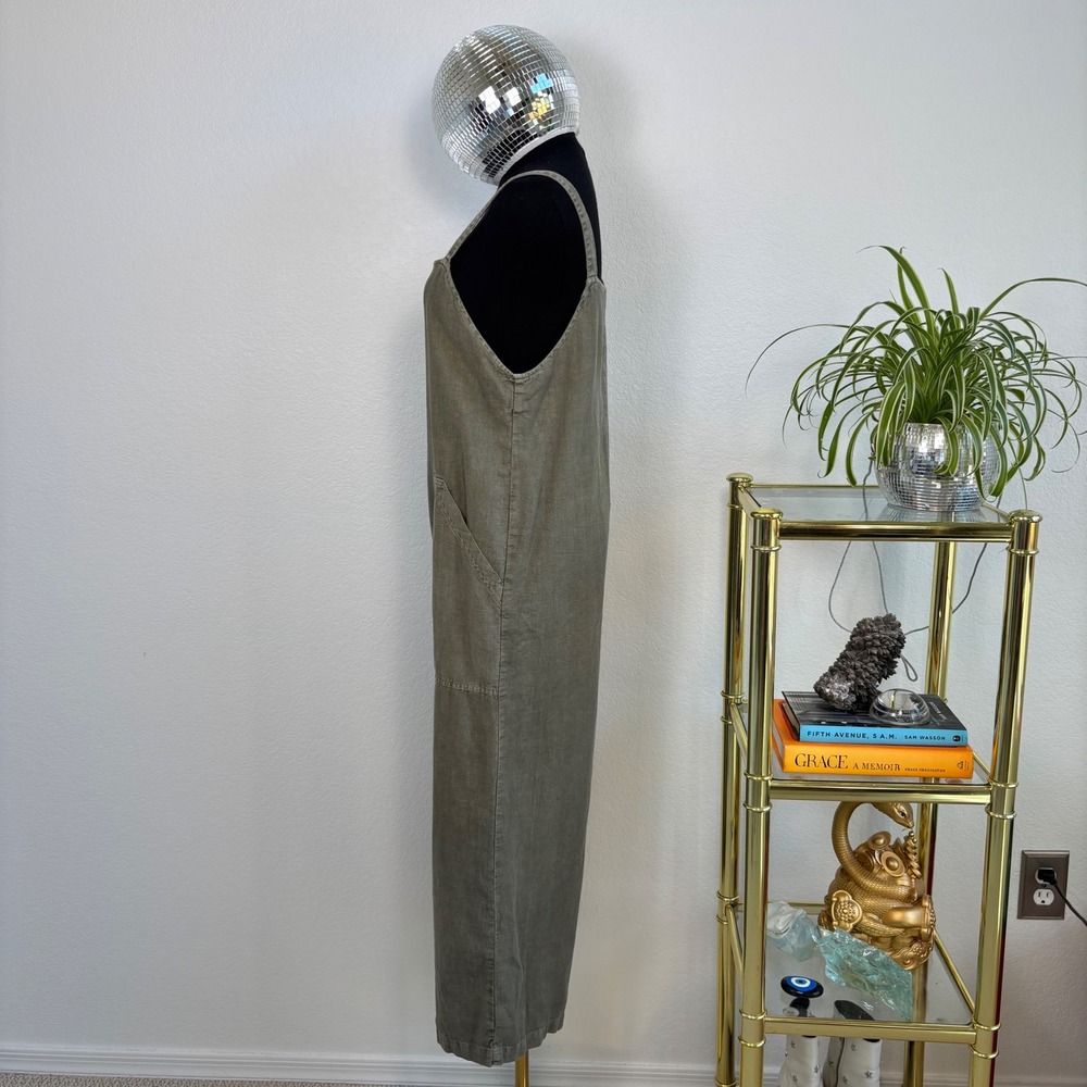 Universal Thread Linen Blend Wide Leg Cropped Jumpsuit XS Olive Green Utility - Picture 15 of 16
